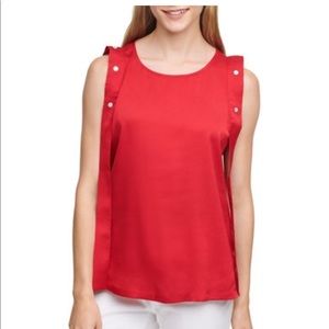 NWT DKNY red sleeveless blouse